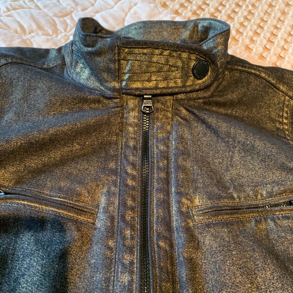 Ralph Lauren Biker Style Cotton Blend Jacket Black/Gold Size L - Picture 3 of 13